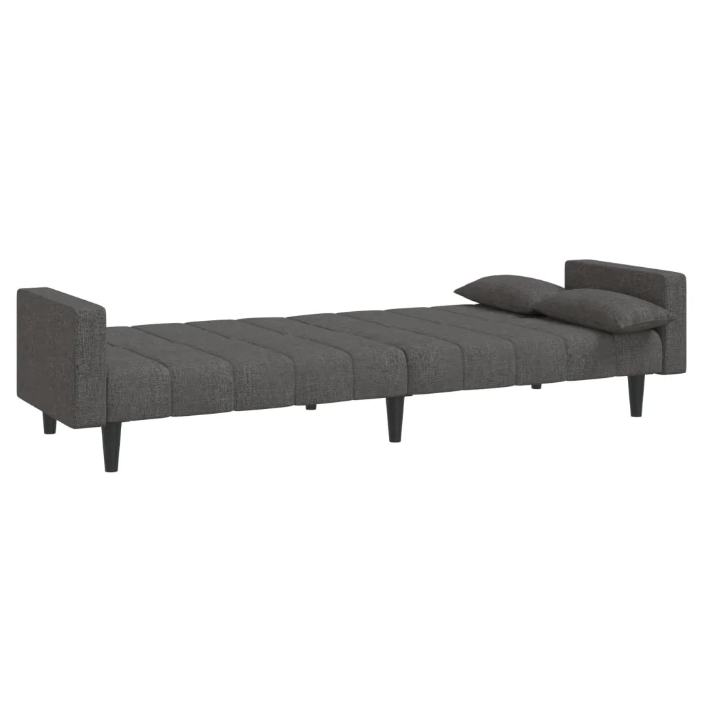 Divano Letto a 2 Posti con 2 Cuscini Grigio Scuro in Tessuto 375834