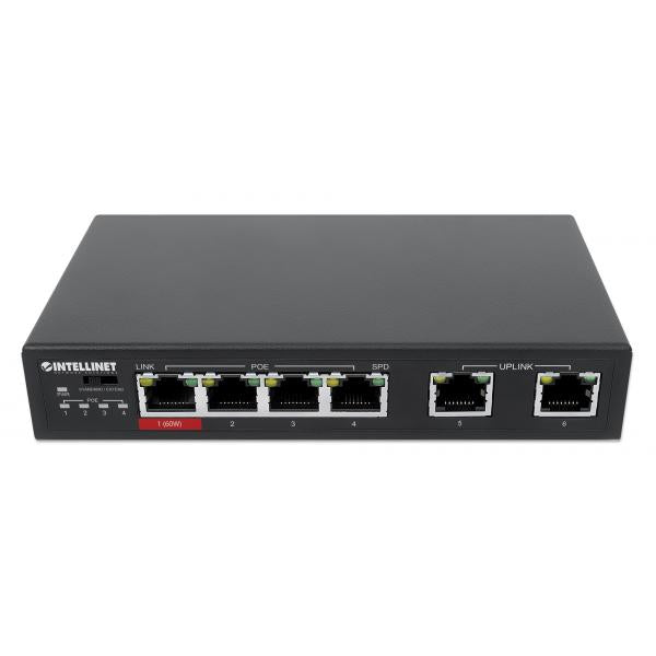Fast Ethernet Switch a 6 porte con 4 porte PoE (1 x High-Power PoE)
