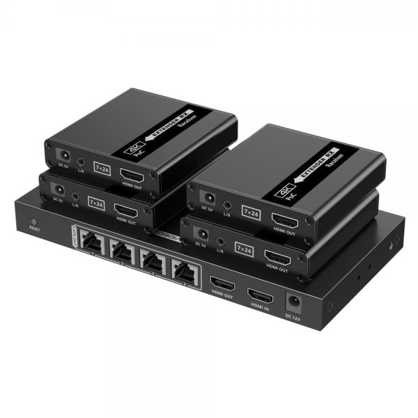 Extender Splitter HDMI 4 vie su Cavo di Rete 70 metri PoC