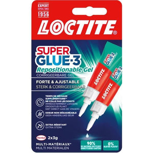 Colle cianoacriliche - LOCTITE - SUPERGLUE-3 - Riposizionabili - Gel 3g - Set di 2 Blister - Scatola 12uc