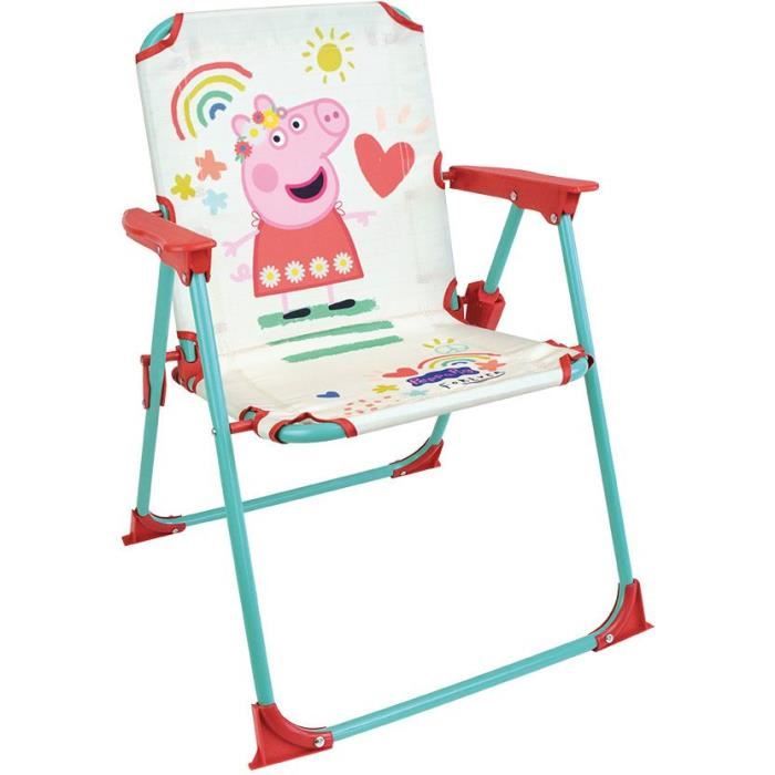 FUN HOUSE Peppa Pig Mobili da giardino - 1 tavolo H.46x46cm, 2 sedie H.53xL.38.5xP.37.5 cm e 1 ombrellone H.125 x 100 cm - Per bambini