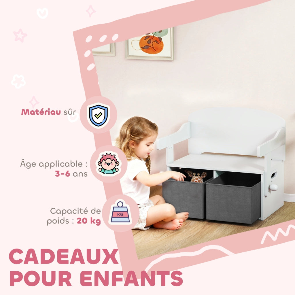 Tavolo e sedie bambini con contenitori ¨C Minimal ¨C 67,5x46,5x56,7 cm, bianco