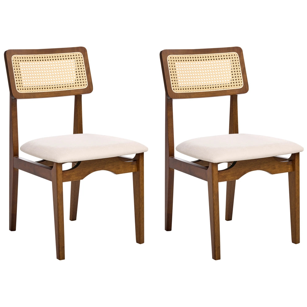 Set di 2 sedie da pranzo marrone sedute imbottite nere sedute imbottite in poliestere struttura in legno laccata