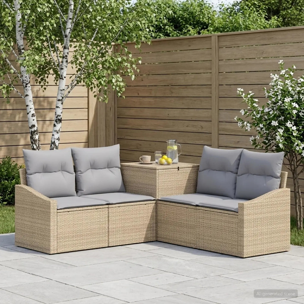 Set di divani 5 pz Beige e Grigio Chiaro 3447823
