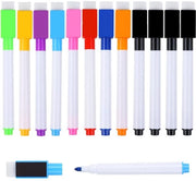 Penni da lavagna a vite 12 pezzi - Pennarelli magnetici - Veltro smontabile - Antiderrito - Per casa/Scuola/Ufficio - 9 colori - Pennarelli veltrosi