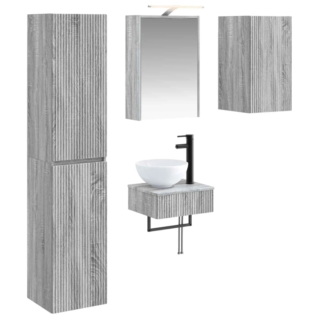 Set di mobili per il bagno 5 pcs Sonoma grigio 3407252
