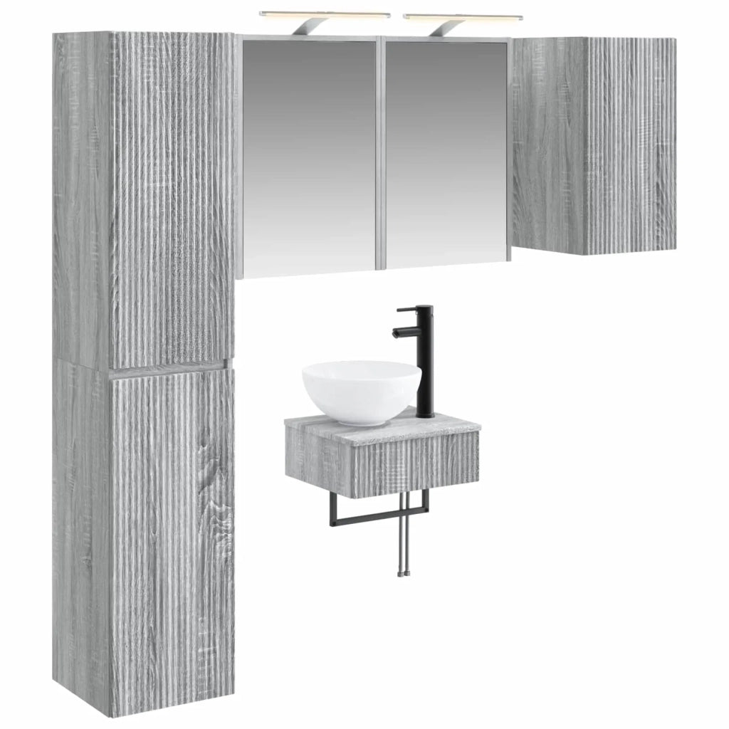 Set di mobili per il bagno 5 pcs Sonoma grigio 3407252