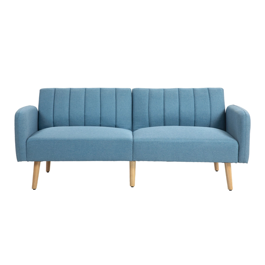 Divano Letto 2 Posti Imbottito in Tessuto con Schienale Regolabile e Braccioli Amovibili ¨C zephmum ¨C 173x75x73 Blu