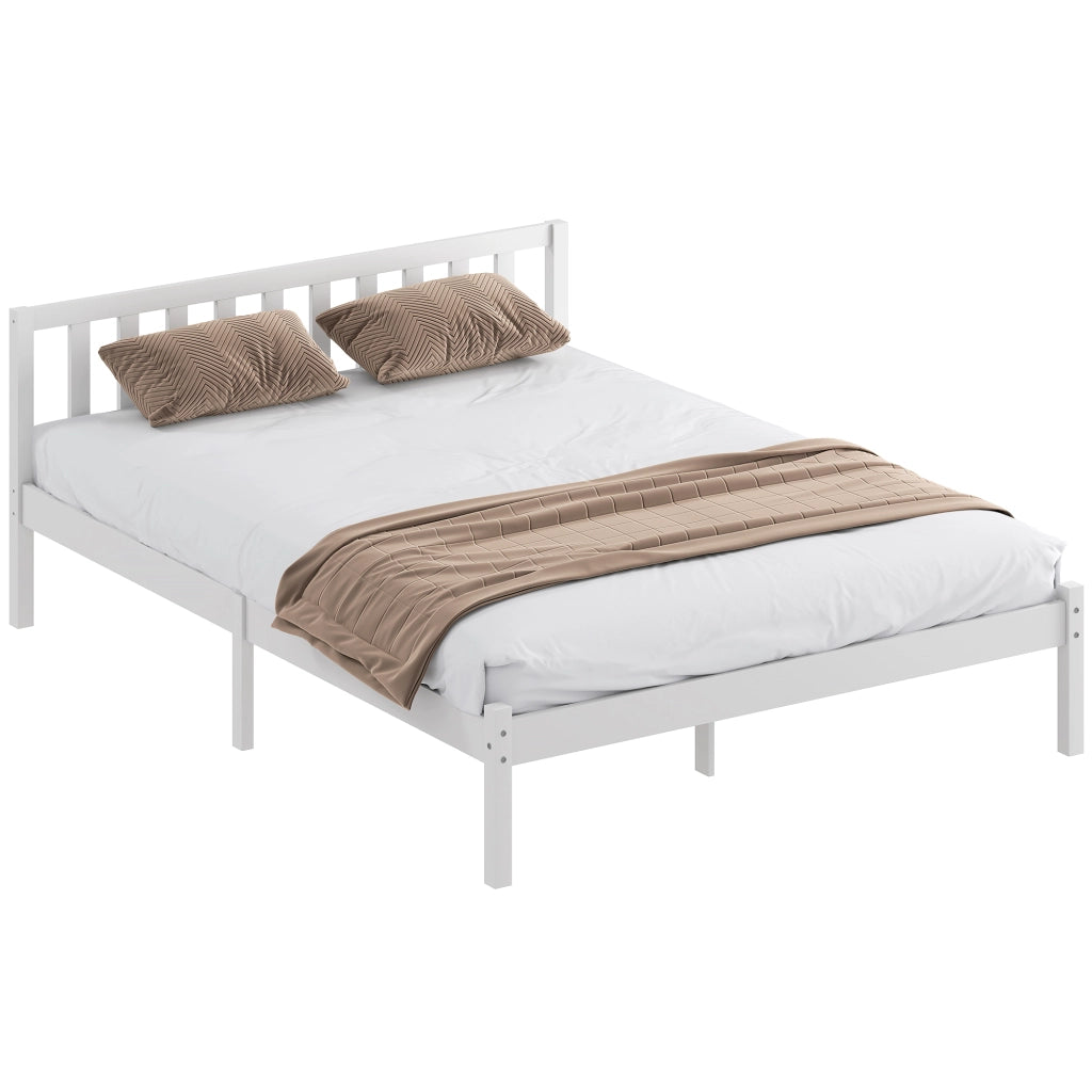 Letto in legno massello con testiera e rete a doghe ¨C Minimal ¨C 140x190 cm