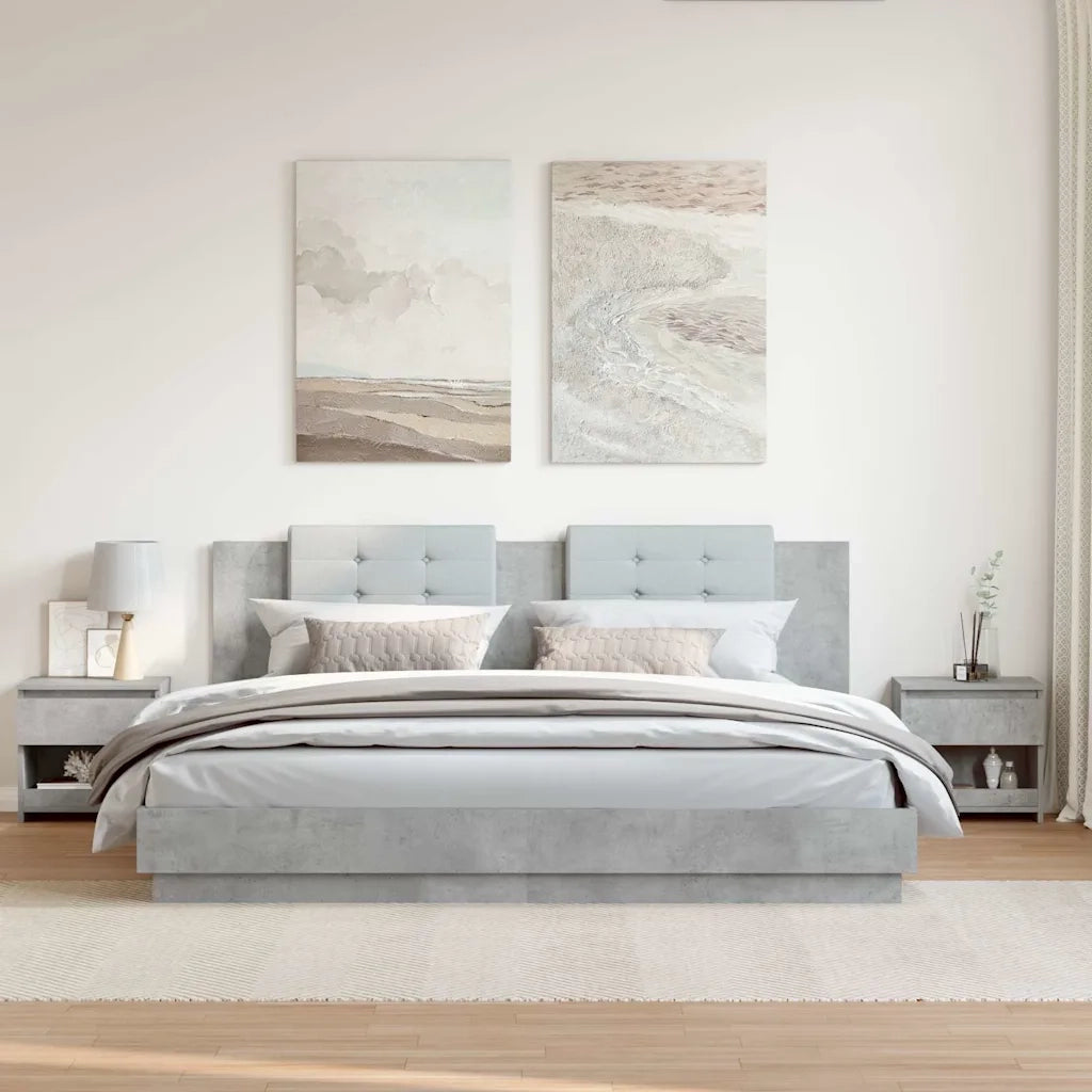 Comodini 2pz-Set di 2 Tavolino da notte Grigio Cemento 40x30x39 cm in Legno Multistrato