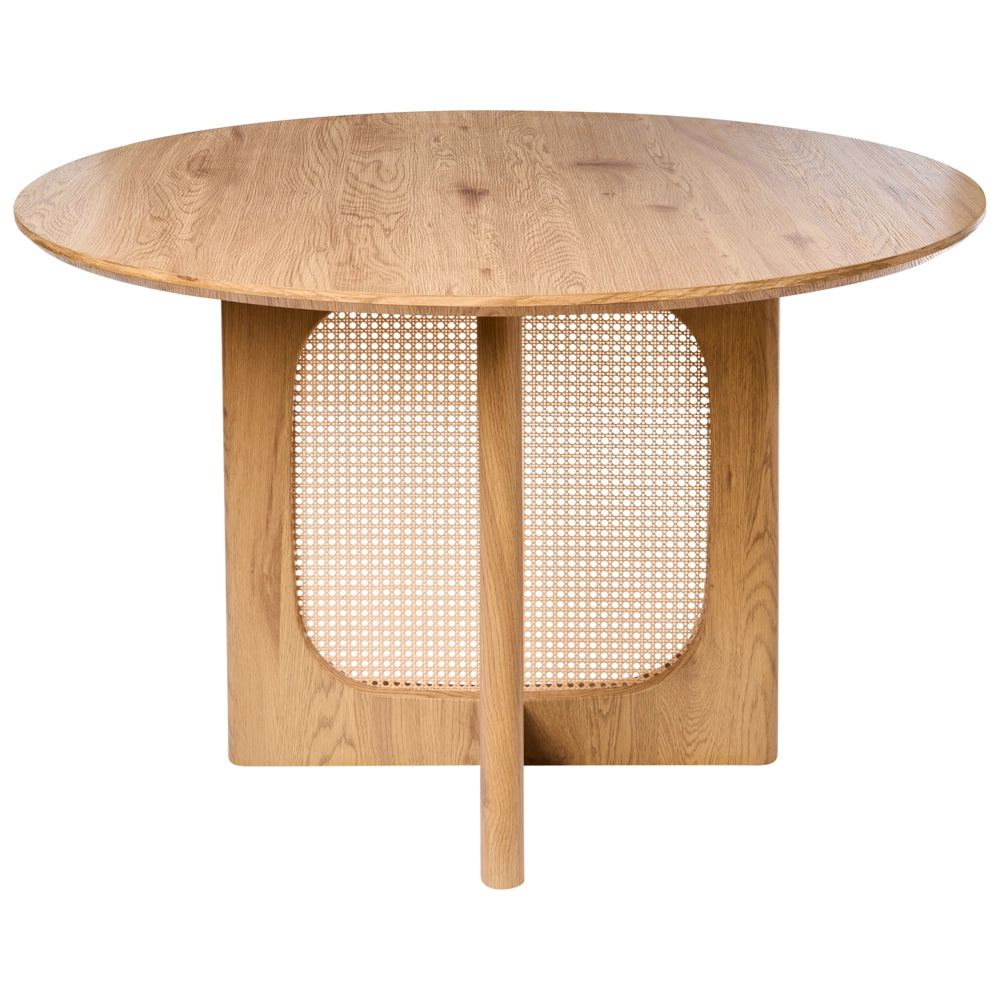 Tavolo da pranzo moderno in MDF e rattan ø 120 cm Mobili da soggiorno Marrone chiaro