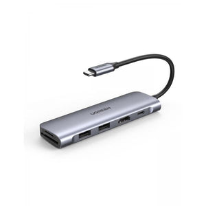 UGREEN HUB USB Type-C- 6 in 1- HDMI 4K- TF/SD- PD 100W- 2xUSB3 (Space Gray)