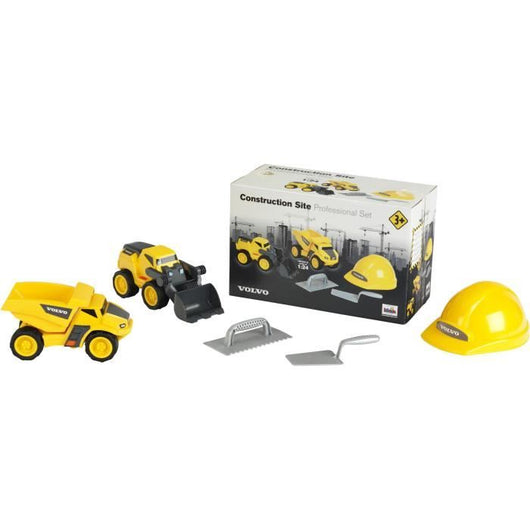 Giocattolo da cantiere - KLEIN - Set da cantiere Volvo Power con casco, 5 pezzi - Plastica di alta qualità, molto resistente.