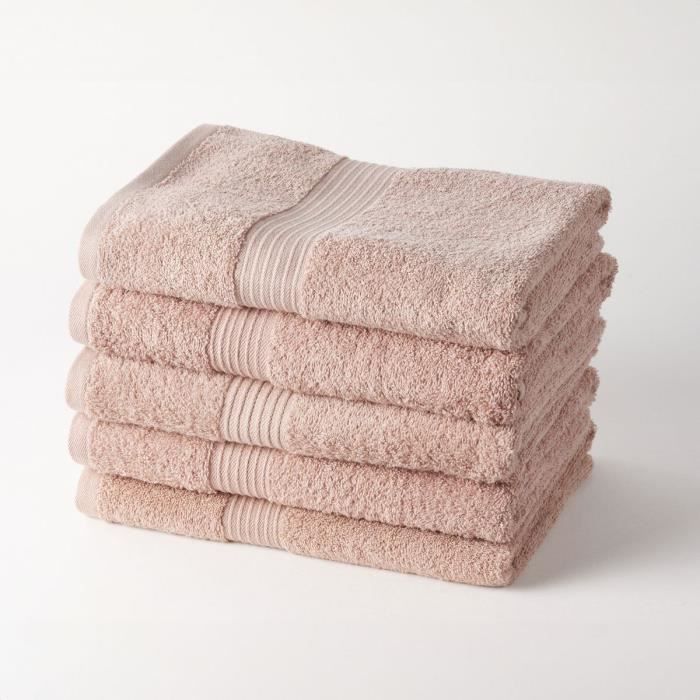 TODAY Essential - Set di 5 teli da bagno 70x130 cm 100% cotone, colore rosa