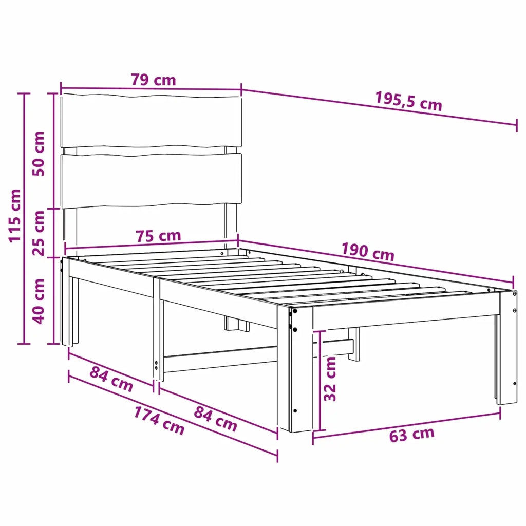 Letto Singolo con Testiera ROSTOCK Naturale 75 x 190 cm 903480