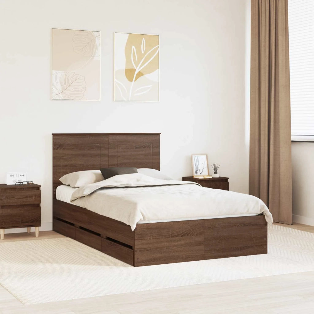 Struttura del letto con cassetto Rovere Marrone 120 x 190 cm 3409481