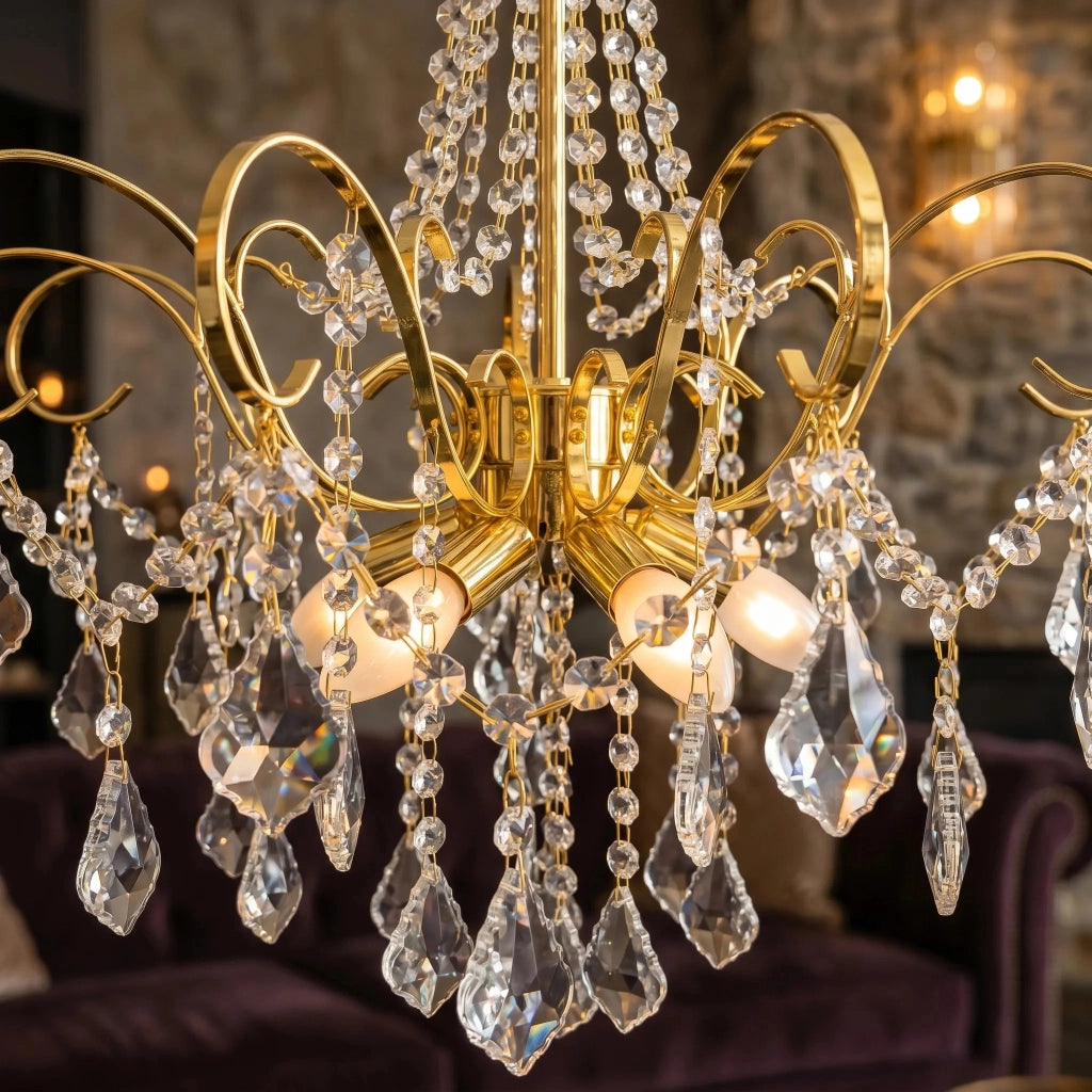 Lampada A Sospensione In Cristallo Swe076-cp 50cm Gold