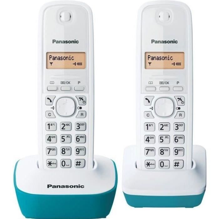 Telefono wireless Panasonic KX-TG1612FRC Duo senza segreteria bianca blu