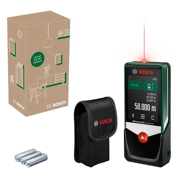 Telemetro laser Bosch AdvancedDistance 50 C (misurazione precisa della distanza fino a 50 metri, touch screen, funzioni di misurazione