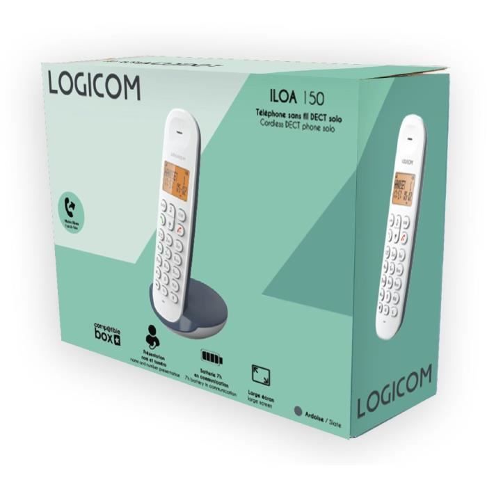 Telefono fisso cordless - LOGICOM - DECT ILOA 150 SOLO - Ardesia - Senza segreteria telefonica