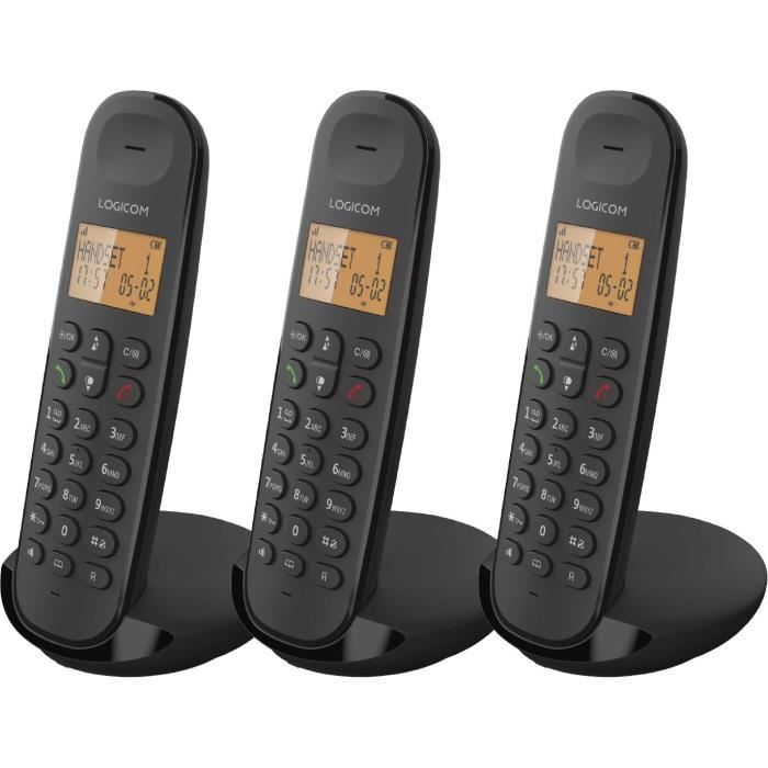 Telefono fisso cordless - LOGICOM - DECT ILOA 350 TRIO - Nero - Senza segreteria telefonica