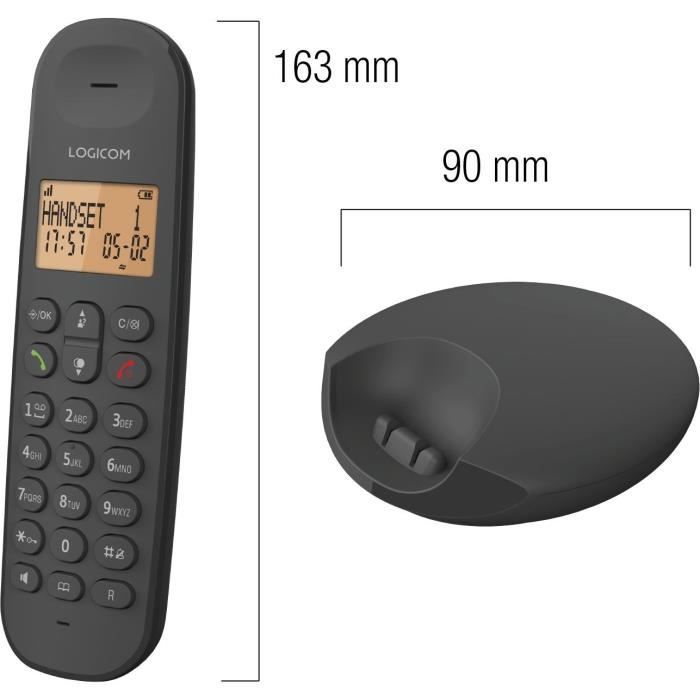 Telefono fisso cordless - LOGICOM - DECT ILOA 350 TRIO - Nero - Senza segreteria telefonica