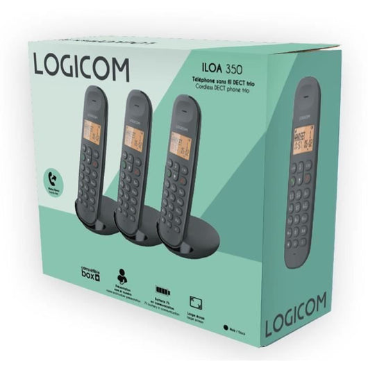 Telefono fisso cordless - LOGICOM - DECT ILOA 350 TRIO - Nero - Senza segreteria telefonica