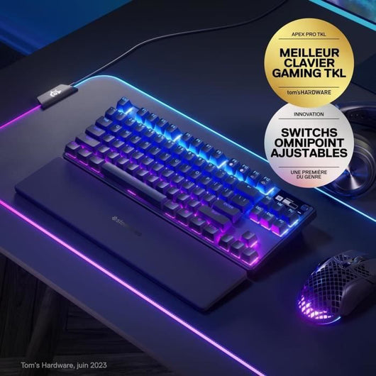 Tastiera da gioco meccanica - STEELSERIES - APEX PRO TKL WIRELESS (2023) - Senza tastierino numerico - Cablata - Con interruttori regolabili - Nera