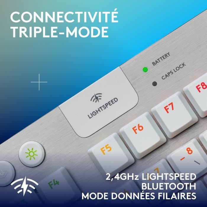Tastiera da gioco - wireless - Logitech G - G915 TKL X - Interruttore tattile - AZERTY - Bianca