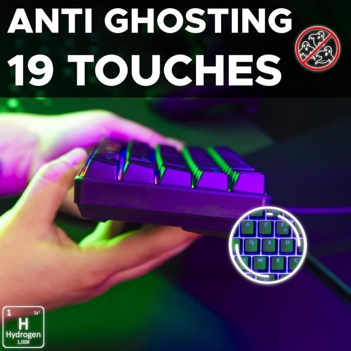 Tastiera da gioco - THE G-LAB - KEYZ-HYDROGEN/FR - Membrana nera al 60%.