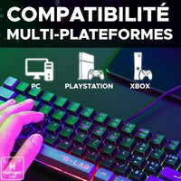 Tastiera da gioco - THE G-LAB - KEYZ-HYDRO-BKG/FR - Membrana 60% 2 colori Tasti neri + grigi