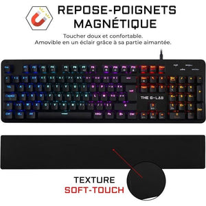 Tastiera meccanica retroilluminata in carbonio G-LAB - Switch Blues - Poggiapolsi - FR