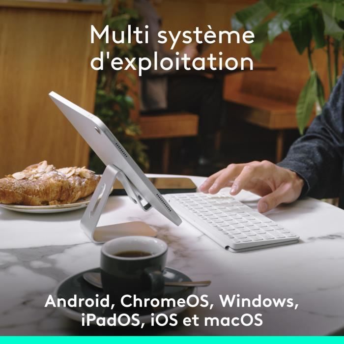 Tastiera portatile - Wireless - Logitech - Keys-To-Go 2 - per Tablet - AZERTY - Grigio chiaro