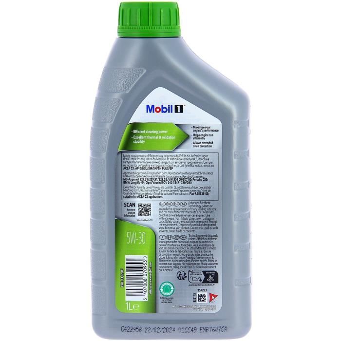 Tanica olio motore - MOBIL1 - 5W30 ESP - 1 L - 4 stagioni