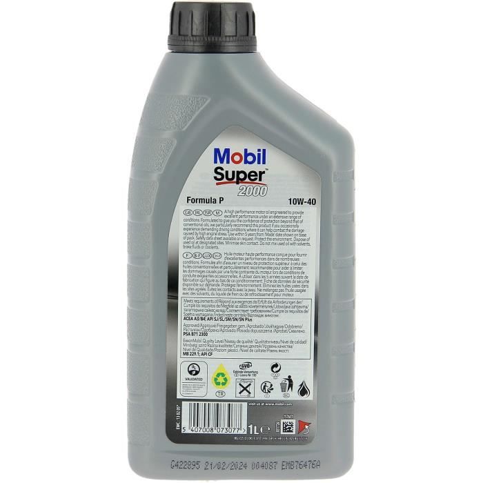 Tanica per olio motore - MOBIL - S2000 10W40 Formula-P - 1 L - 4 stagioni