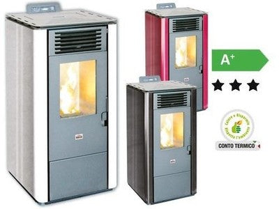 STUFE STUFA A PELLET QUEEN 6.3KW POTENZA Kw/h 6,42 DIMENSIONI CM.44x44xH93