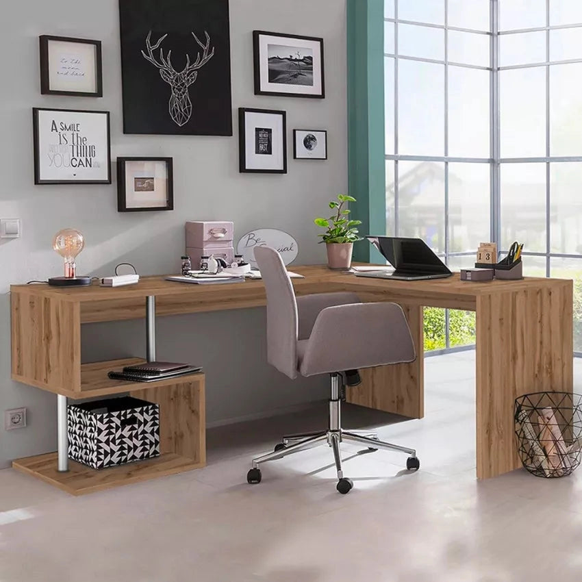 Scrivania Angolare Wotan WD - Rovere, Ampia e Funzionale, Made in Italy
