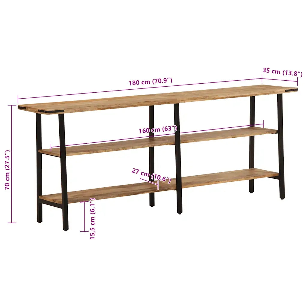 Tavolo Consolle 180x35x70 cm in Legno Massello di Mango 373614