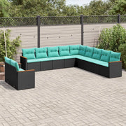 Set Divani da Giardino 11 pz con Cuscini Nero in Polyrattan 3226127
