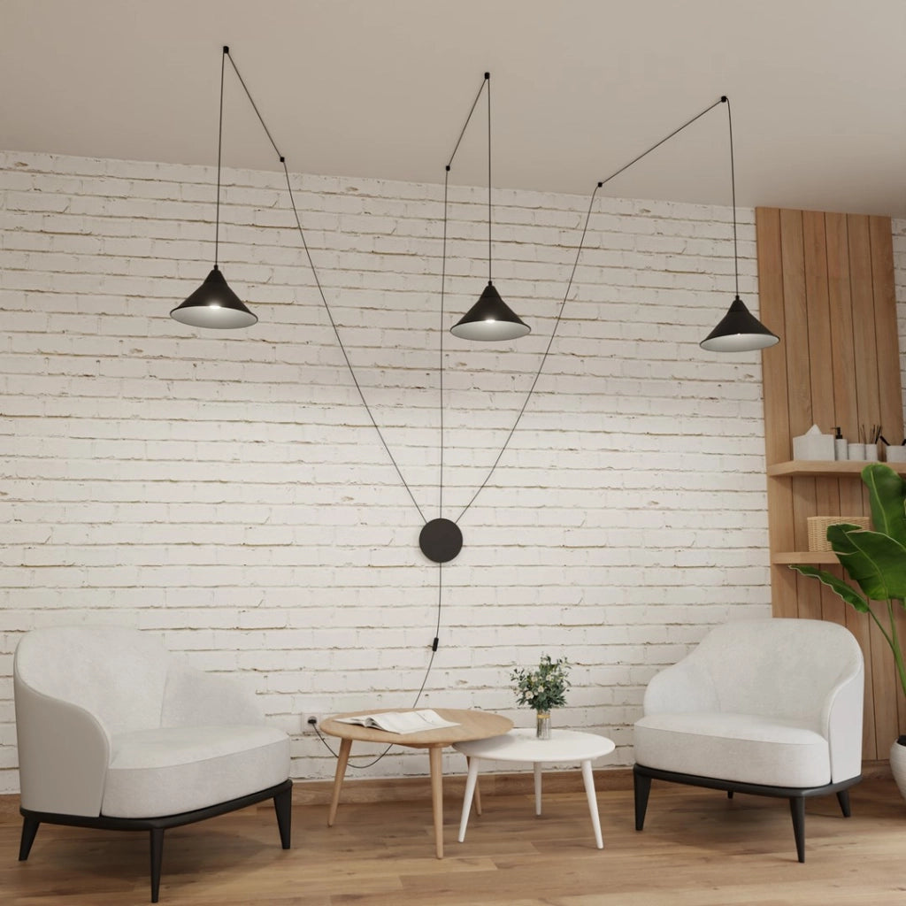 Lampadario Emibig Abramo moderno metallo nero triplo 3xE27