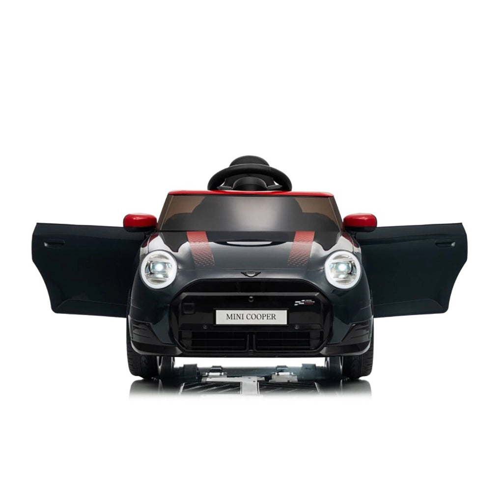 Macchina Elettrica per Bambini Licenza Ufficiale Mini Cooper S Cabrio 12V Sedili in Pelle e Telecomando Nero