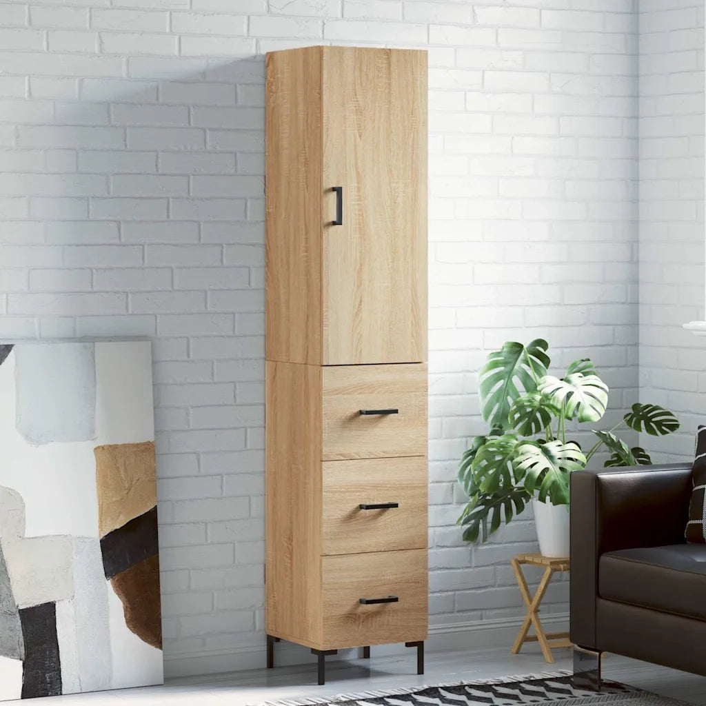 Credenza | Madia | Buffet da pranzo | Armadio da pranzo Rovere Sonoma 34,5x34x180 cm in Legno Multistrato