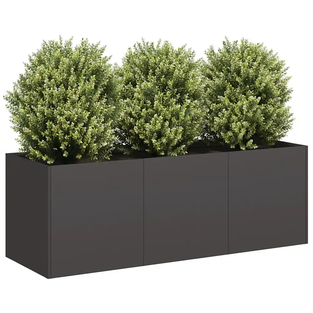 Fioriera | Cassetta per fiori | Vaso Nera 120x40x40 cm Acciaio Laminato a Freddo