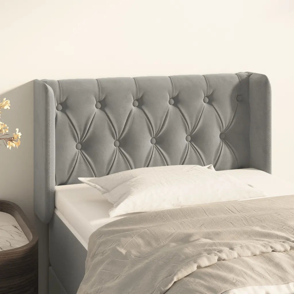 Testiera | Testata ad Orecchio Grigio Chiaro 83x16x78/88 cm in Velluto
