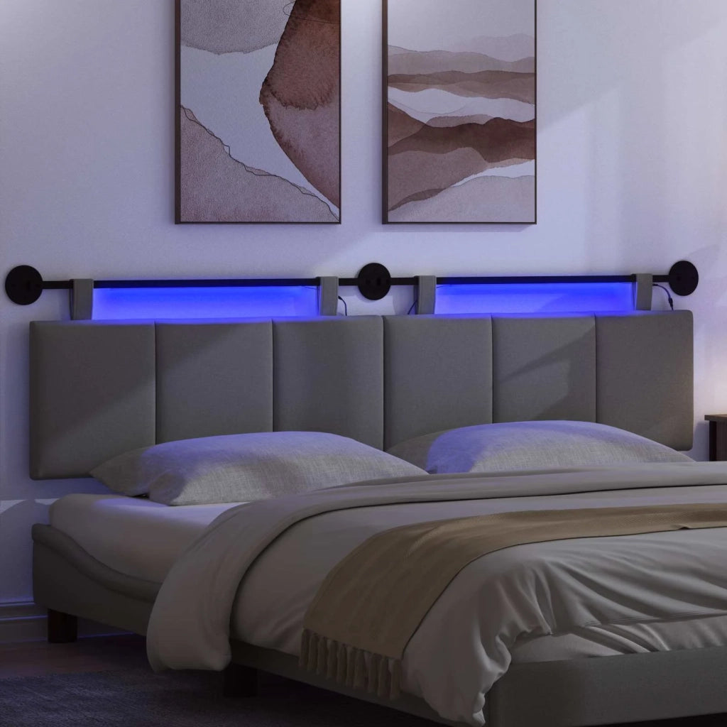 Testiera sospesa Con luce LED Grigio Scuro Tessuto 3424829