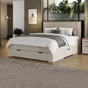 Letto Matrimoniale Luangp, Letto Matrimoniale Dimensione Materasso 160x200 cm, Bianco Crema