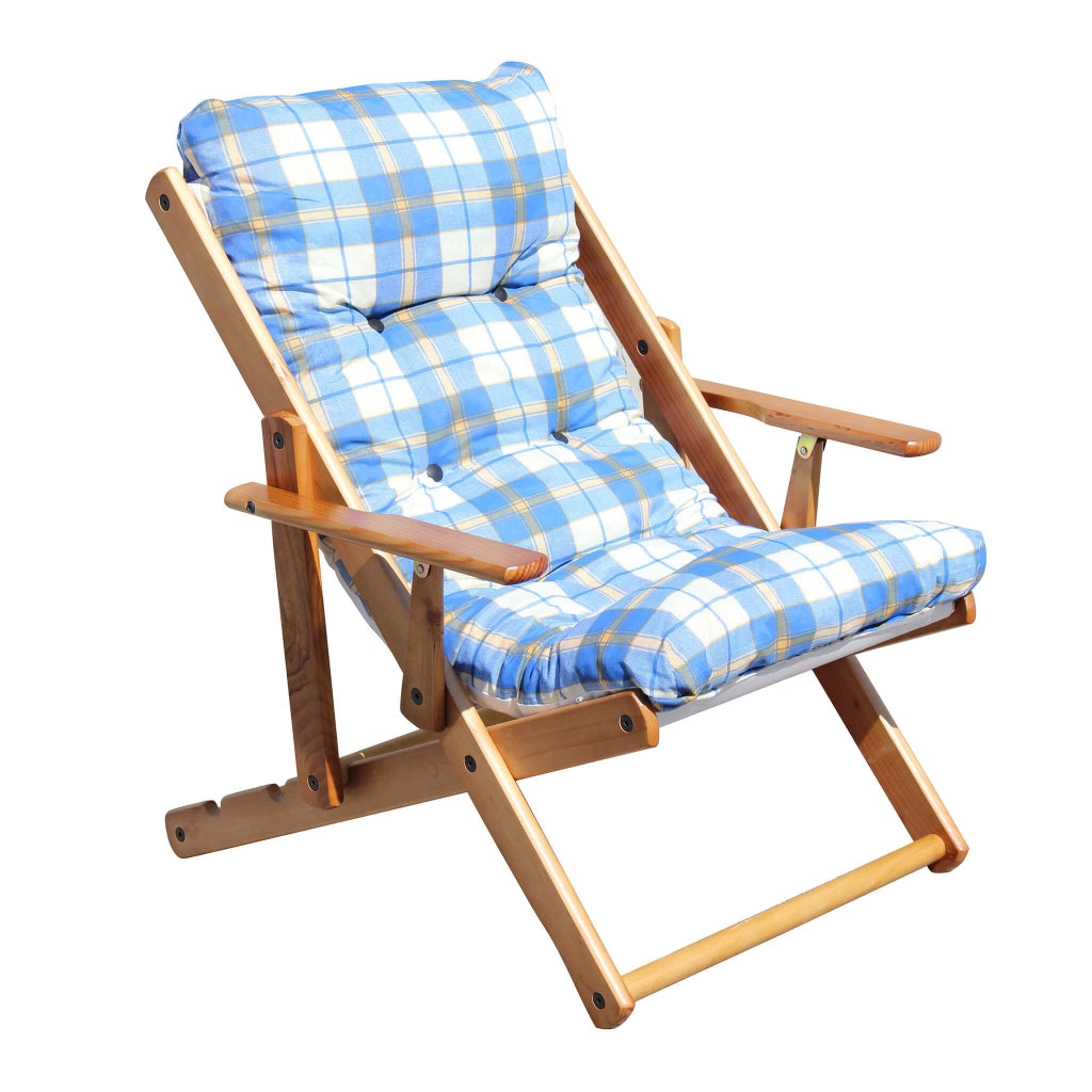Poltrona Sdraio 3 posizioni con cuscino in Cotone Legno cm 84x60x100 - OZZY