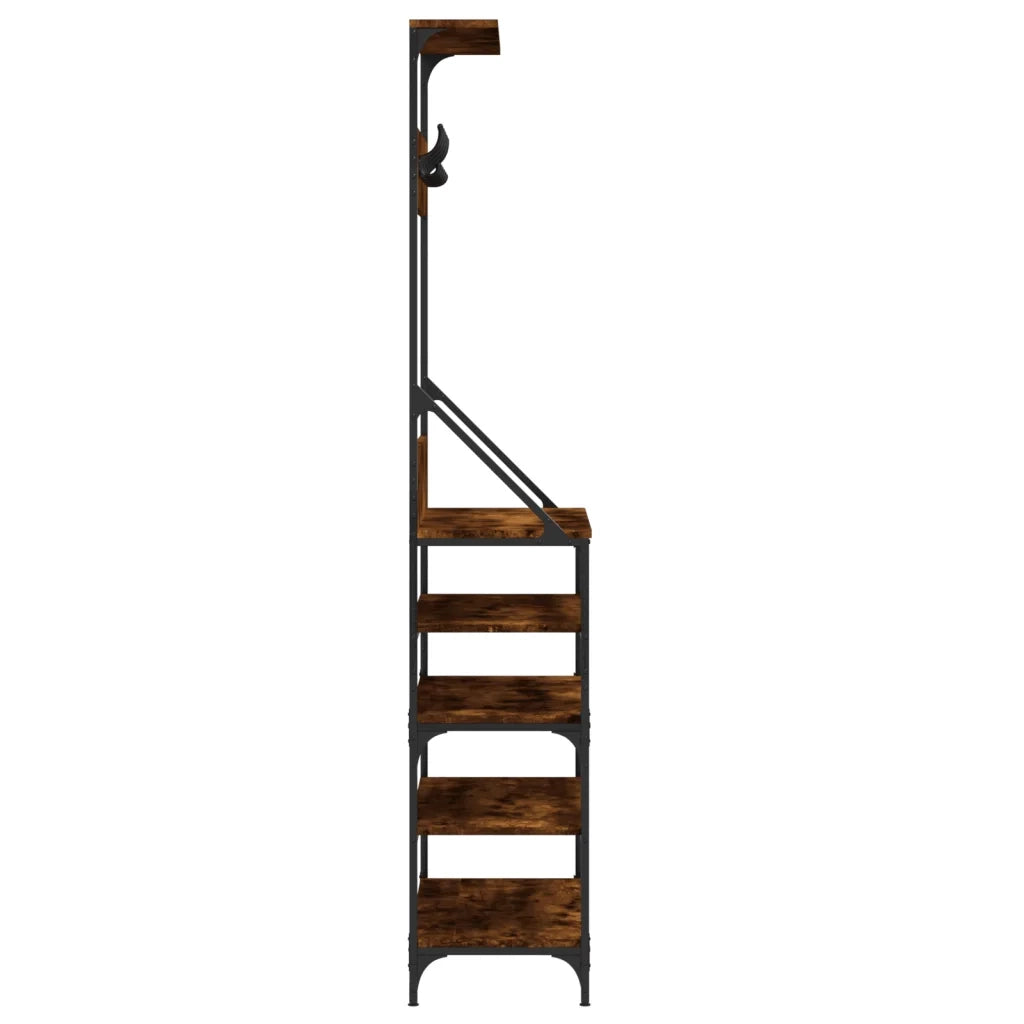 Appendiabiti con Porta Scarpe-Scarpiera con Appendiabiti Rovere Fumo 90x34x184 cm
