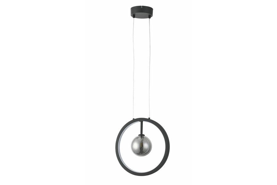 Lampada a sospensione nera Omaha Ring sfera vetro LED 12W