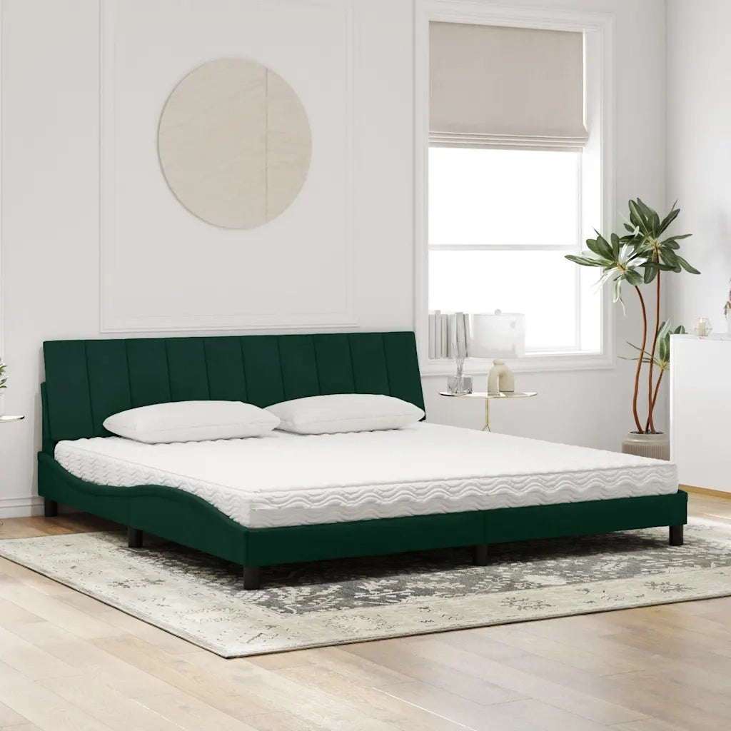 Letto con Materasso Verde Scuro 200x200 cm Velluto